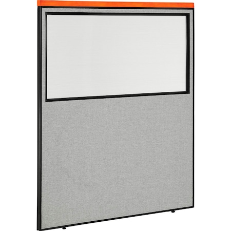 Interion By Global Industrial Interion Deluxe Office Partition Panel with Partial Window, 60-1/4inW x 73-1/2inH, Gray 694673WGY